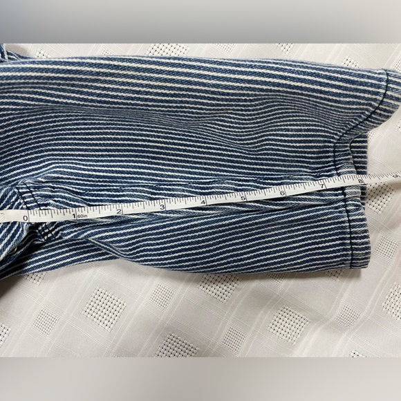 Lakin McKey by KEY Baby Overalls 9M Blue White Railroad Stripe Denim - Picture 5 of 13